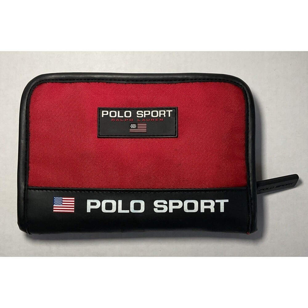 Vintage Polo Sport Ralph Lauren Clutch Organizer Wallet Red Black USA 90s